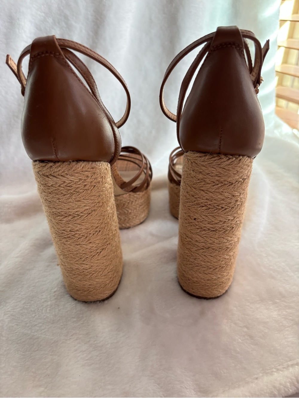 Sam Edelman Kade Cognac Leather Platform Sandals 5.5" Heel Size 8.5M - Picture 4 of 13